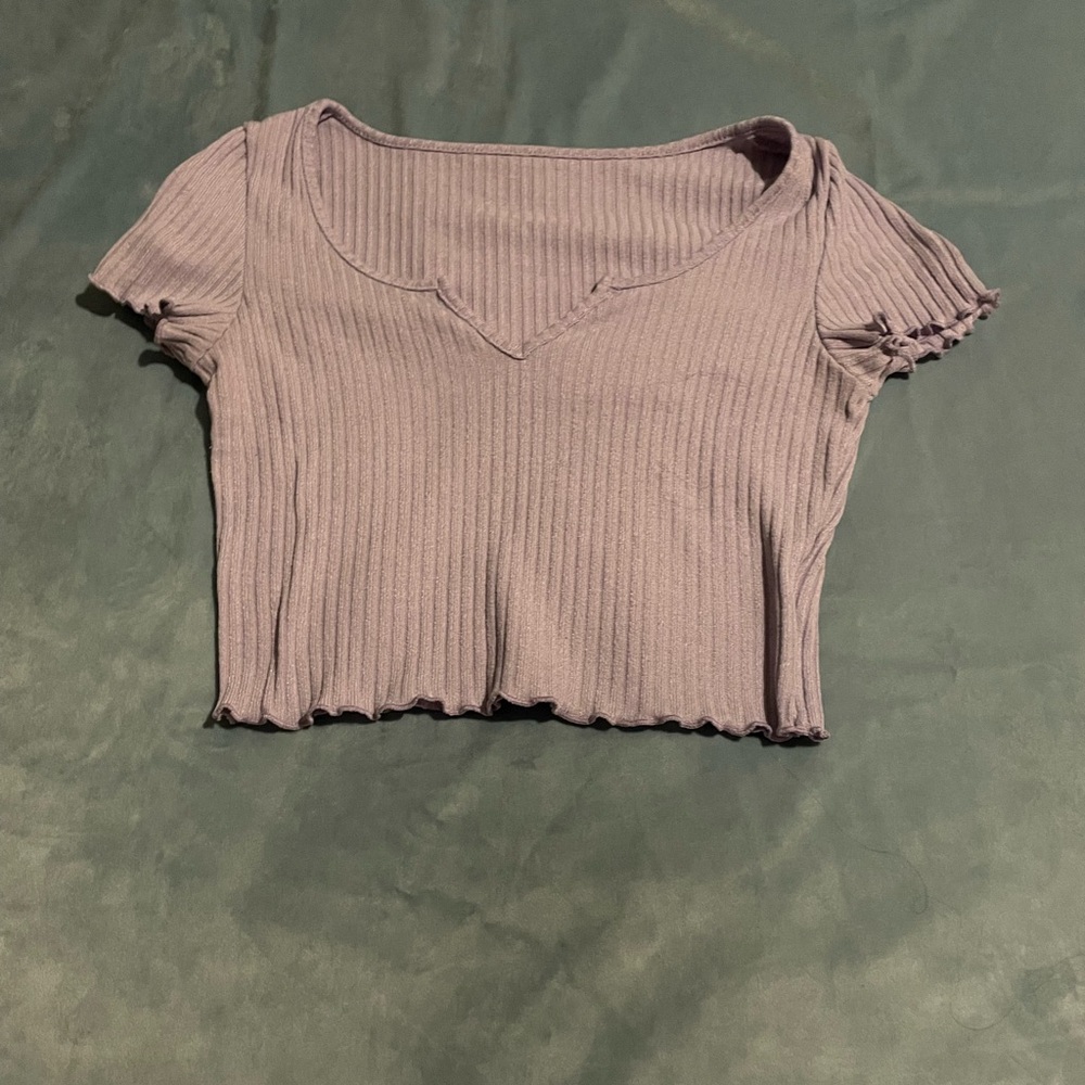SHEIN Ribbed Purple Short Sleeve Top